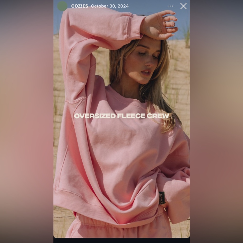 Daily Drills Pink Oversized Fleece Crew